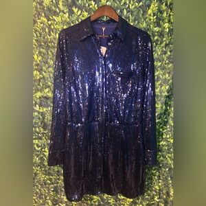 Free People Midnight Blue Sequin Mini Dress